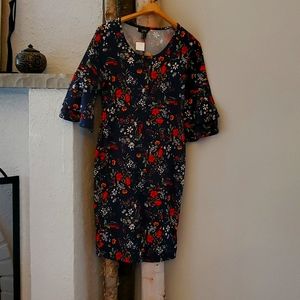 Navy blue summer dress with flower patterns